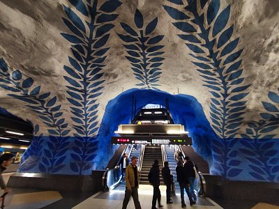 vyzdobené stockholmské metro - tunnelbana