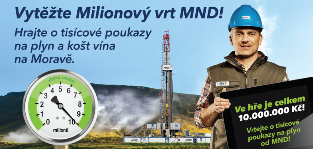 Milionový vrt: hra o poukázky
na plyn od MND a další ceny